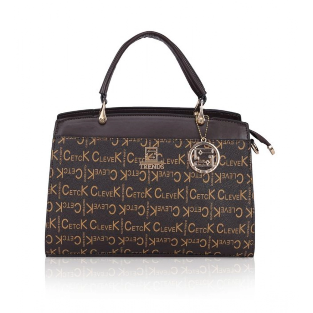 Women's Faux Leather Printed Handbag (Coffee) - Image 2