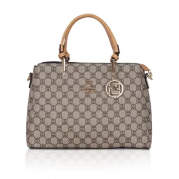 Women's Faux Leather Printed Handbag (Camel)
