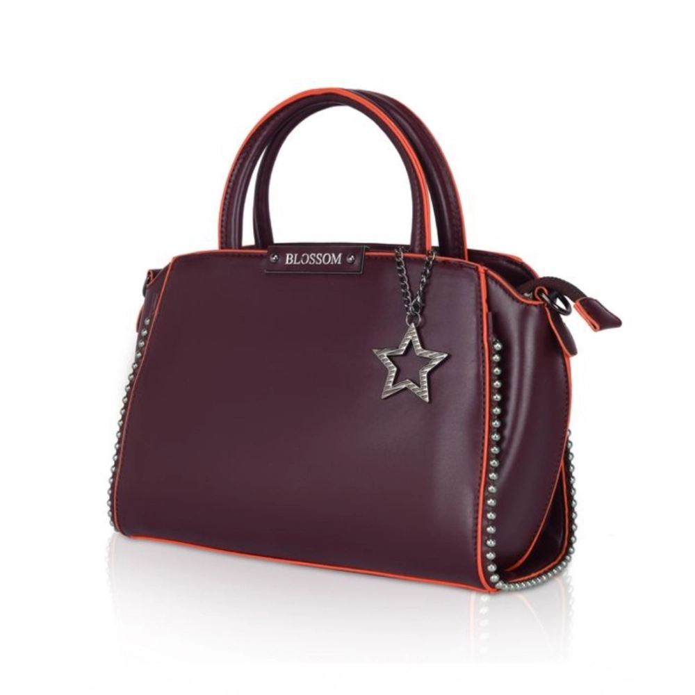 Women's Faux Leather Metal Beads Handbag (Wine Red) - Image 2