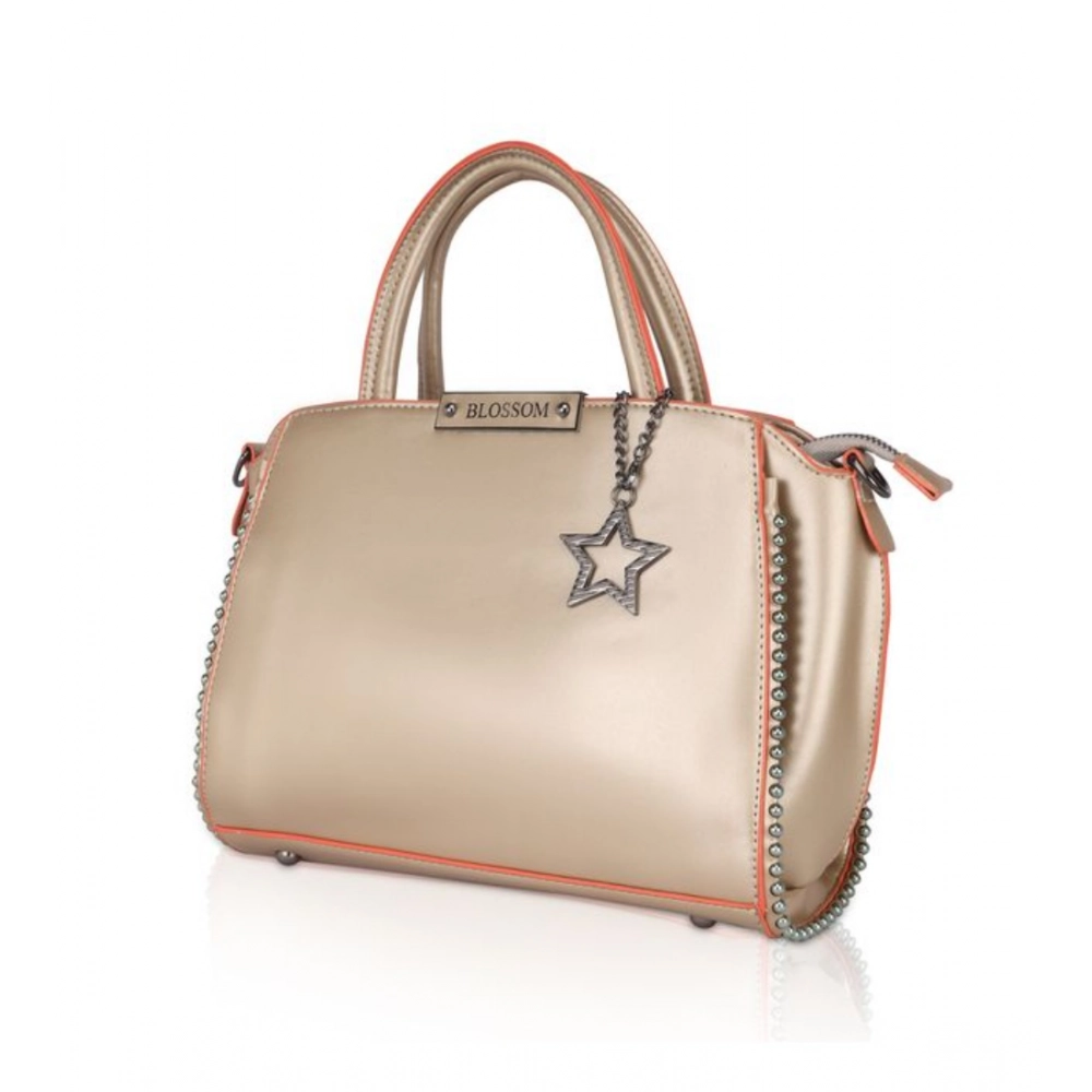 Women's Faux Leather Metal Beads Handbag (Gold) - Image 2