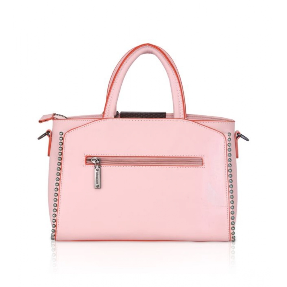 Women's Faux Leather Metal Beads Handbag (Pink) - Image 2