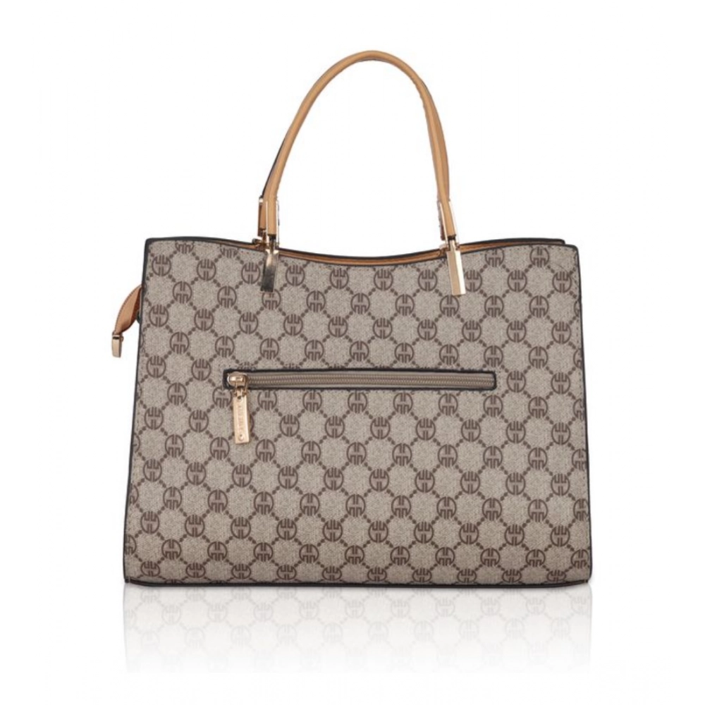 Women's Faux Leather Printed Handbag (Camel) - Image 3