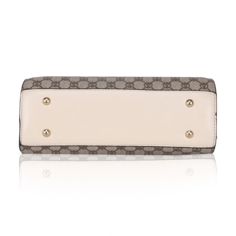 Women's Faux Leather Printed Handbag (Beige) - Image 5