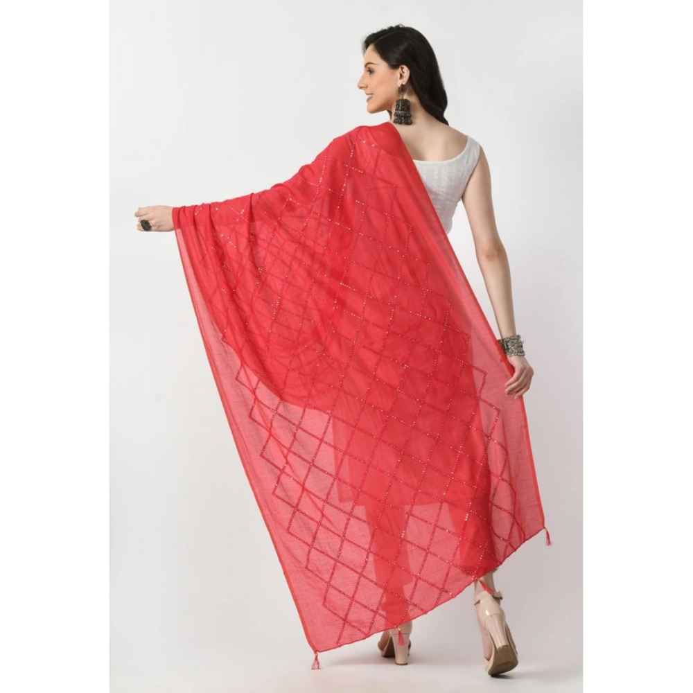 Women's Chanderi Self Design Dupatta (Rani, Length: Free Size) - Image 2