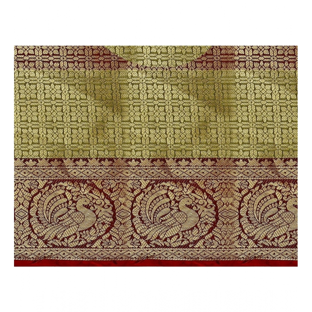 Women's Jacquard Woven Saree With Unstitched Blouse 5.5Mtr (Multicolor) - Image 3