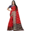 53926351368 29c0273935 o d 1000x1000 1 Women's Silk Blend Woven Saree With Unstitched Blouse 5.5Mtr (Red-Blue)