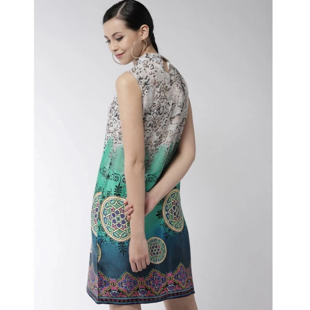 Women's Polyester Printed Sleeveless Above Knee Dress (Multicolor) - Image 2