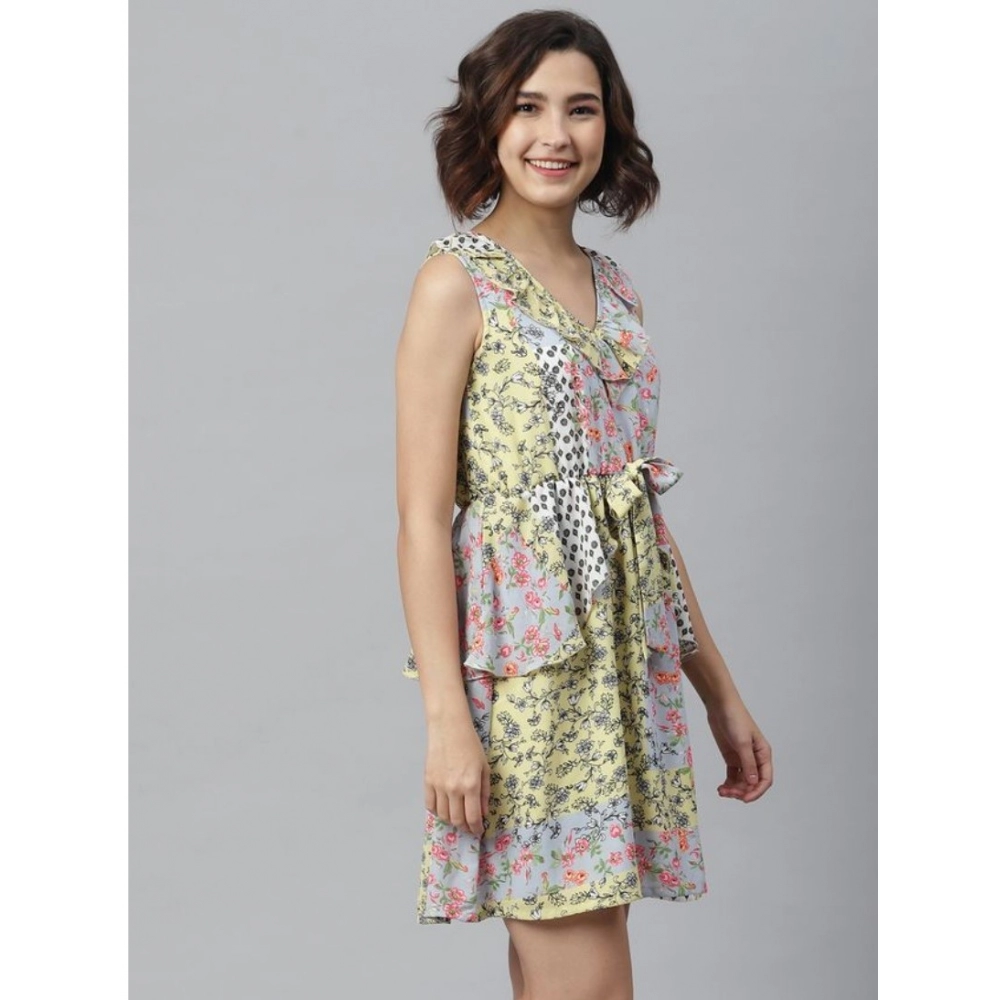 Women's Polyester Peplum Sleeveless Above Knee Dress (Multicolor) - Image 5