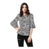 54040647532 f71384e5d5 o d 1000x1000 1 Women's Polyester Animal Print Bell Sleeve Top (Black - White)