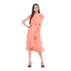 54040648562 21d3a054df o d 1000x1000 1 Women's Polyester Ruffled Cap Sleeve Below Knee Dress (Neon Pink)