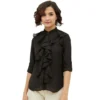 54041513486 bcec1636fd o d 1000x1000 1 Women's Polyester Ruffled Long Sleeves Standard Length Shirt (Black)