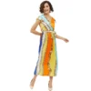 54041513711 42a24ef481 o d 1000x1000 1 Women's Satin Chain Print Cap Sleeve Calf-length Dress (Multicolor)
