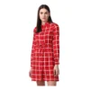 54041513876 95bb951772 o d 1000x1000 1 Women's Polyester Checkered Long Sleeves Above Knee Dress (Red)