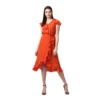 54041513966 0b182e8659 o d 1000x1000 1 Women's Polyester Ruffled Cap Sleeve Knee-Length Dress (Orange)