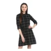 54041514096 b90d3e03c0 o d 1000x1000 1 Women's Polyester Checkered Roll Up Sleeve Above Knee Dress (Black - White)