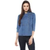 54041835494 0c8d379133 o d 1000x1000 1 Women's Denim Solid 3-4th Sleeves Regular Top (Blue)