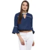 54041835504 2730ac454b o d 1000x1000 1 Women's Polyester Solid Bell Sleeve Regular Top (Blue)