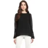 54041835519 7e10c52487 o d 1000x1000 1 Women's Polyester Georgette Self Design Bell Sleeve Regular Top (Black)