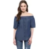 54041835579 8206cf9a2c o d 1000x1000 1 Women's Denim Solid Short Sleeve Regular Top (Blue)
