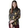 54041835694 d1787b0342 o d 1000x1000 1 Women's Satin Printed Long Sleeves Standard Length Shirt (Black - Gold)