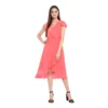 54041836309 970dc797c5 o d 1000x1000 1 Women's Polyester Ruffled Cap Sleeve Below Knee Dress (Coral Pink)