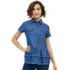 54041958775 1405e755ff o d 1000x1000 1 Women's Denim Peplum Short Sleeve Top (Blue)