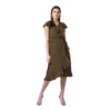 54041959715 8c0734a5bf o d 1000x1000 1 Women's Polyester Ruffled Cap Sleeve Knee-Length Dress (Olive)