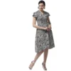 54041959765 eabd0135da o d 1000x1000 1 Women's Polyester Animal Print Short Sleeve Knee-Length Dress (Black - White)