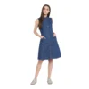 54041959845 12620828bd o d 1000x1000 1 Women's Denim Solid Sleeveless Above Knee Dress (Blue)