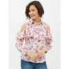54041960055 8f6641976c o d 1000x1000 1 Women's Polyester Floral Cold Shoulder Standard Length Shirt (White)