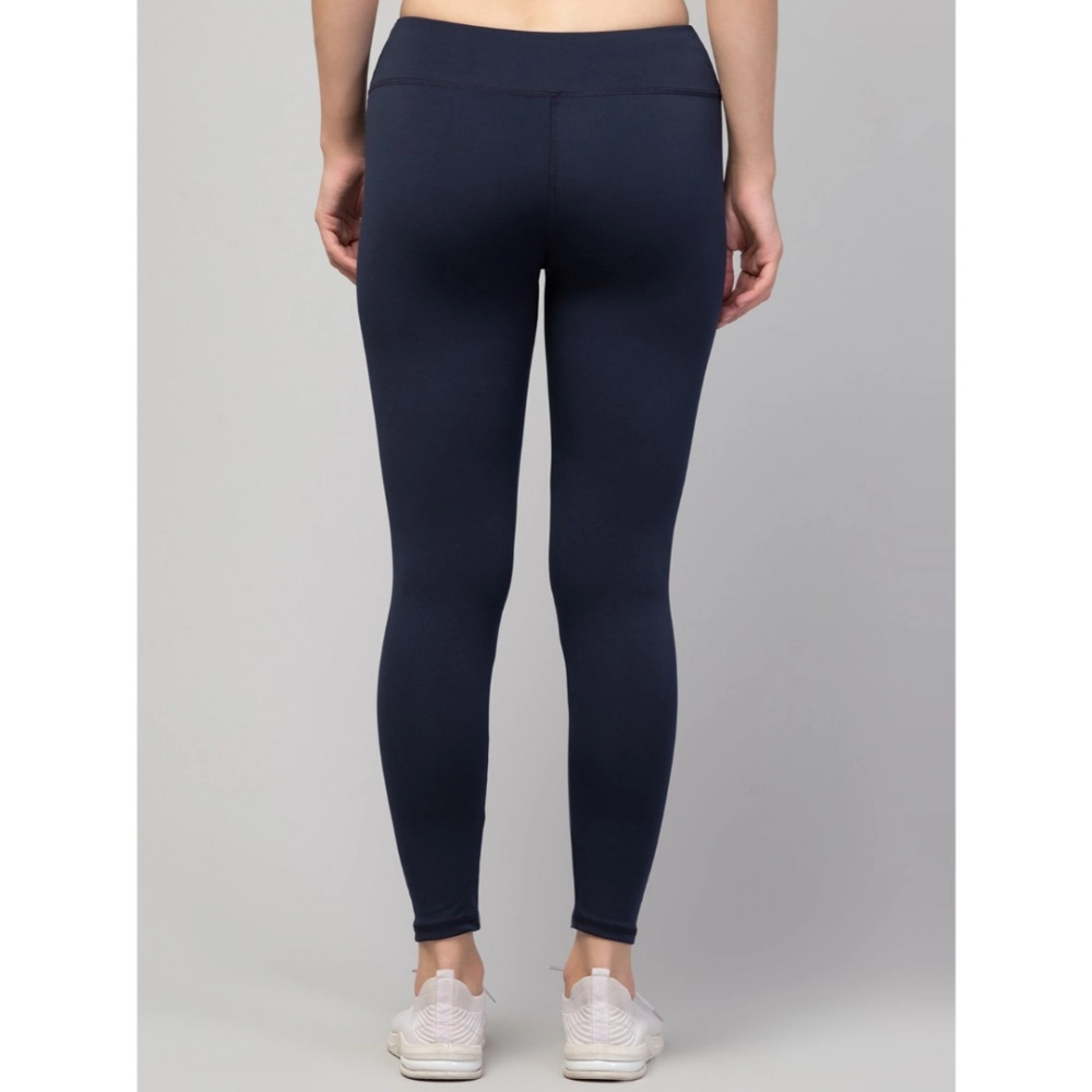 Women's Polyester Solid Ankle Length High-Rise Tights (Navy) - Image 2