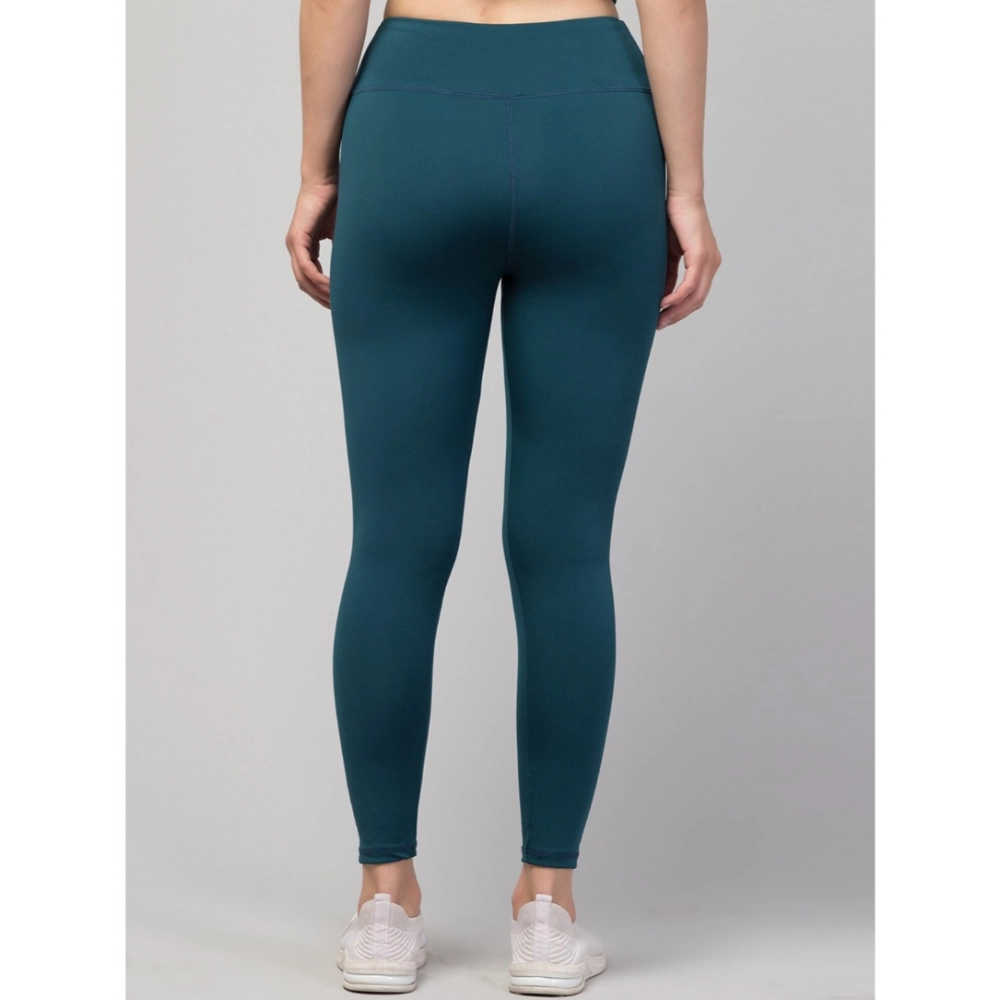 Women's Polyester Solid Ankle Length High-Rise Tights (Green) - Image 2