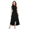 54162093912 d8502977ab o d 1000x1000 1 Women's Polyster Solid Halter Neck Sleeveless Dress (Black)