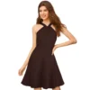 54162096317 9e3deb15cc o d 1000x1000 1 Women's Knitting stretchable Solid Halter Neck Sleeveless Dress (Coffee)