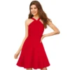 54162096327 43d9f1b950 o d 1000x1000 1 Women's Knitting stretchable Solid Halter Neck Sleeveless Dress (Red )