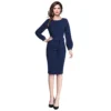 54162096517 2d38b18e5c o d 1000x1000 1 Women's Knitting stretchable Solid Round Neck Full Sleeve Dress (Blue)