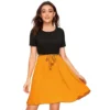 54162098537 04a97c1c1c o d 1000x1000 1 Women's Knitting stretchable Solid Round Neck Cap Sleeve Dress (Yellow)