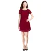 54162098667 f8fba70798 o d 1000x1000 1 Women's Rasal Solid Round Neck Cap Sleeve Dress (Maroon)