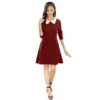 54162099127 1dc9457e61 o d 1000x1000 1 Women's Polyester Solid Collar 3-4th Dress (Maroon)