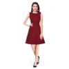 54162099187 0b17ba1b21 o d 1000x1000 1 Women's Polyester Solid Round Neck Sleeveless Dress (Maroon)