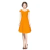 54162099237 01856f5835 o d 1000x1000 1 Women's Polyester Solid V Neck Cap Sleeve off Shoulder Dress (Yellow)
