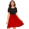 54162972586 dba68359b1 o d 1000x1000 1 Women's Knitting stretchable Solid Round Neck Cap Sleeve Dress (Red)