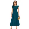 54162973536 c1887cbf25 o d 1000x1000 1 Women's Knitting stretchable Solid Round Neck Ruffled Sleeve Dress (Morpich)