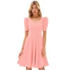 54163247588 aa748d8f4a o d 1000x1000 1 Women's Knitting stretchable Solid V Neck Cap Sleeve Dress (Peach)