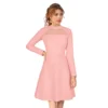 54163248213 62e46ab0b7 o d 1000x1000 1 Women's Knitting stretchable Solid Round Neck Full Sleeve Dress (Peach)