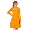54163248228 34f811089c o d 1000x1000 1 Women's Knitting stretchable Solid Round Neck Full Sleeve Dress (Yellow)