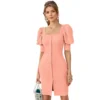 54163285359 dd23e3fda1 o d 1000x1000 1 Women's Knitting stretchable Solid Square Neck 3-4 Puff Sleeve Dress (Peach)