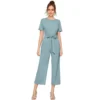 54163285619 38570248cb o d 1000x1000 1 Women's Knitting stretchable Solid Round Neck Cap Sleeve Jumpsuit (Pista )