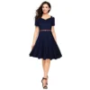54163288064 a99d8e29b3 o d 1000x1000 1 Women's Polyester Solid V Neck Cap Sleeve Dress (Blue)