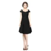 54163288804 09f5eacd5d o d 1000x1000 1 Women's Polyester Solid V Neck Cap Sleeve off Shoulder Dress (Black)
